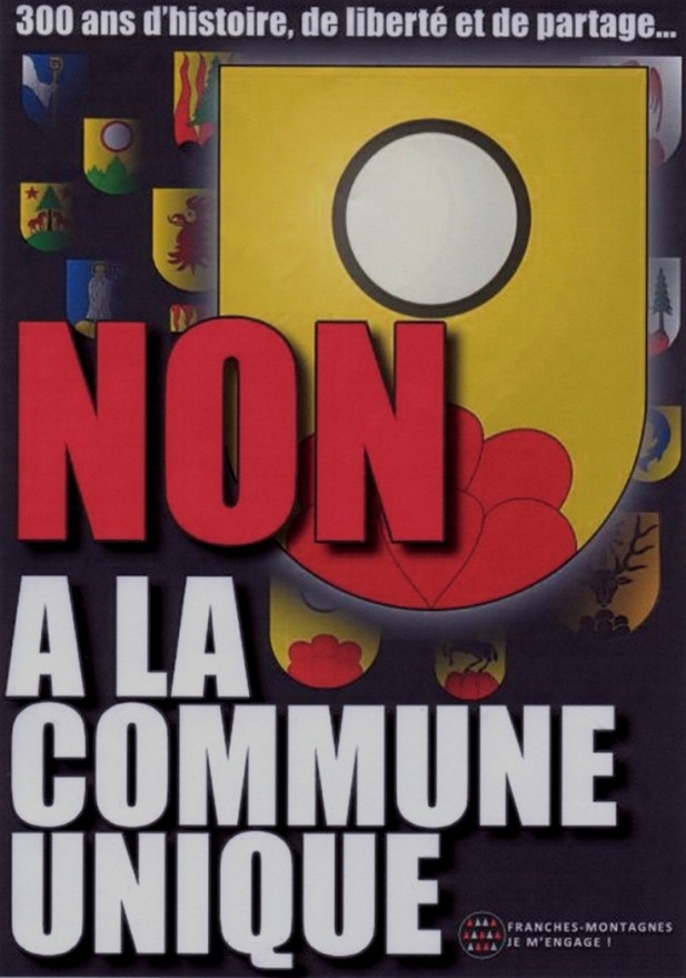 Affiche anti-fusion aux Franches-Montagnes