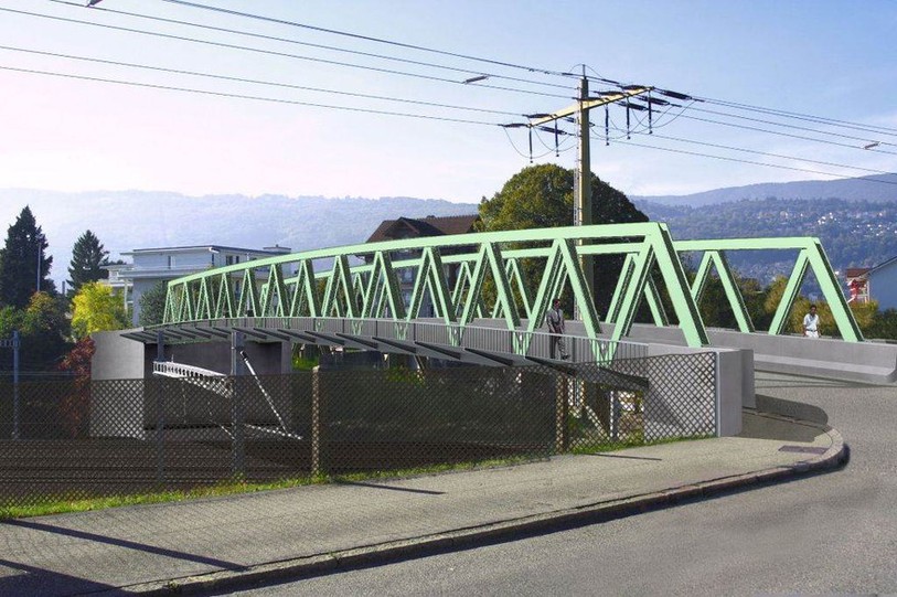 Nouveau pont du Crêt-des-Fleurs à Bienne (image de synthèse des CFF)