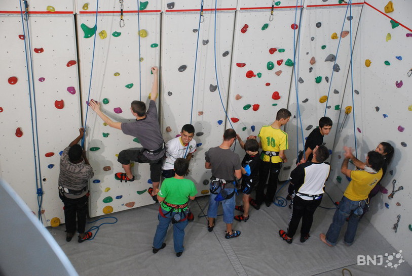 Le mur de grimpe de la Halle Volta.