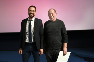 André Saucy (papa de Grégoire) avec le ministre Martial Courtet