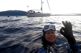 Cindy lors de son expédition en Norvège dans l'océan Arctique