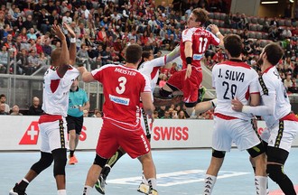Match de l'équipe de Suisse de Handall face au Portugal à Bienne