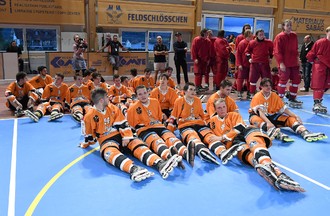 La finale de la Coupe d'Europe U19 d'inline hockey entre Rossemaison et Copenhague