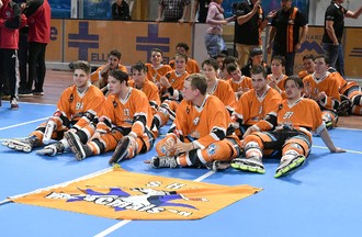 La finale de la Coupe d'Europe U19 d'inline hockey entre Rossemaison et Copenhague
