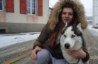 Michel et son magnifique chien husky Snow