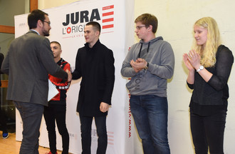 Loan Celikbillieck (judo), Valentin Nussbaumer (hockey), Jephté Vogel (athlétisme) et Elisa Ruch (natation)