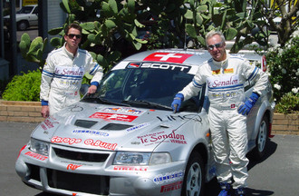  Avec Claude-Alain, mon indéfectible ami, et notre Mitsubishi EVO