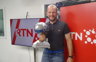 Gilles Jaquet et son trophée de Sölden