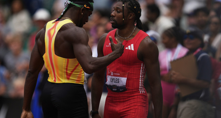 Noah Lyles, Kenny Bednarek et Gabby Thomas à Athletissima