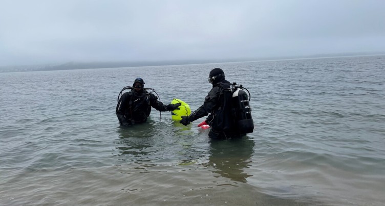 Des dizaines de plongeurs nettoient la rive droite du lac de Thoune