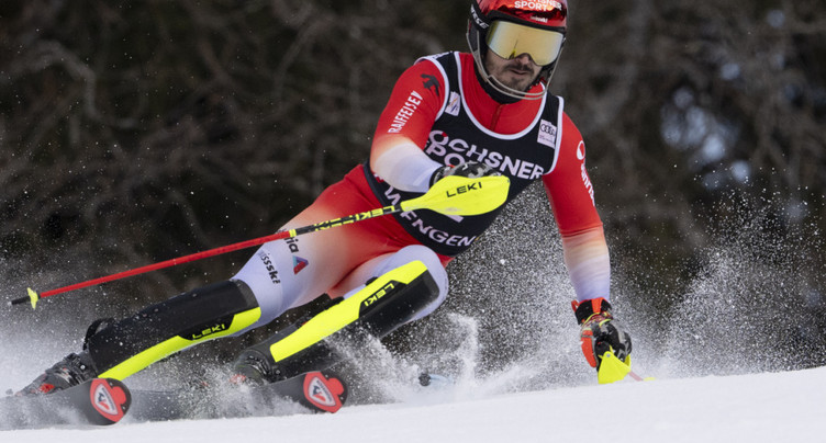Loïc Meillard 2e de la première manche du slalom de Wengen