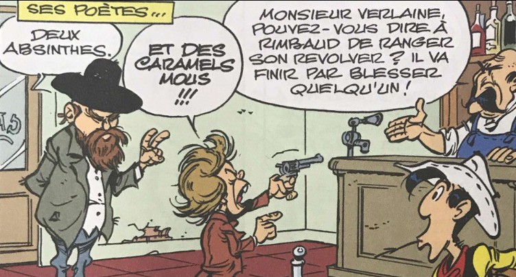 Lucky Luke boit de l’absinthe