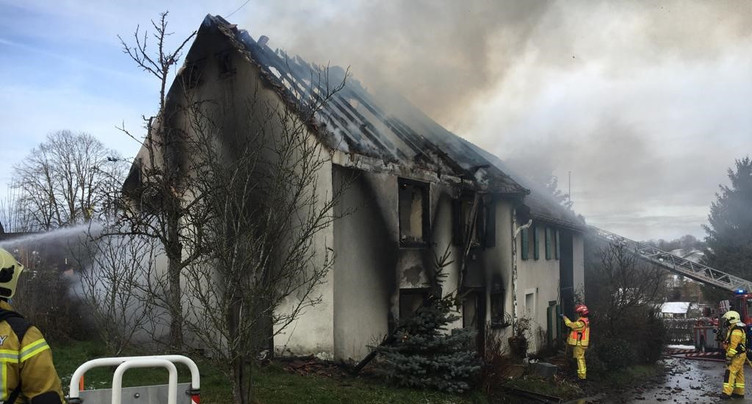 Maison détruite par le feu à Rocourt