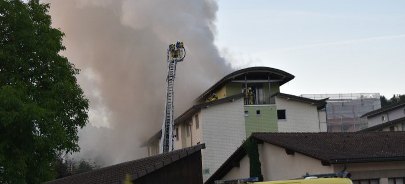 Immeuble en feu à Porrentruy ce jeudi matin 4 août.