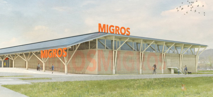 La future Migros à Bassecourt. (Image : BGM ARCHITEKTEN Basel).