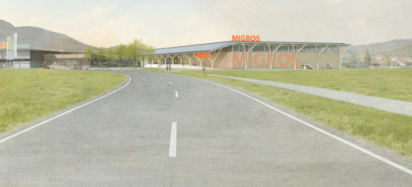 La future Migros à Bassecourt. (Image : BGM ARCHITEKTEN Basel).