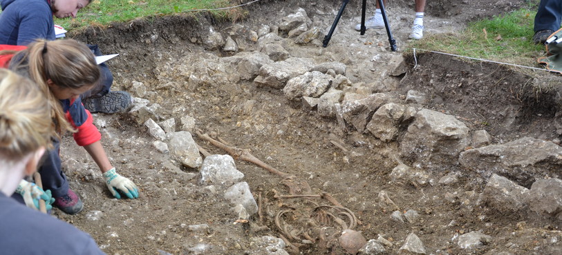 Vue d'un squelette de l'époque médiévale