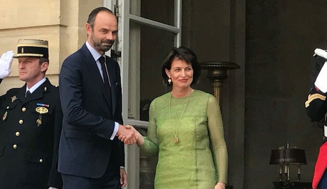 La présidente de la Confédération Doris Leuthard, reçue mardi 18 juillet à Matignon par le Premier ministre français Edouard Philippe.