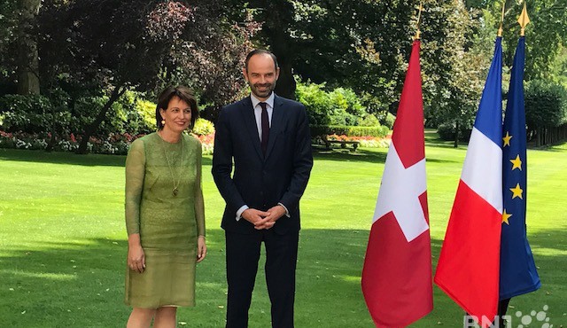 La présidente de la Confédération Doris Leuthard, reçue mardi 18 juillet à Matignon par le Premier ministre français Edouard Philippe.