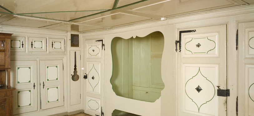 Intérieur de la maison paysanne St-Brais. Crédit : Office de la culture